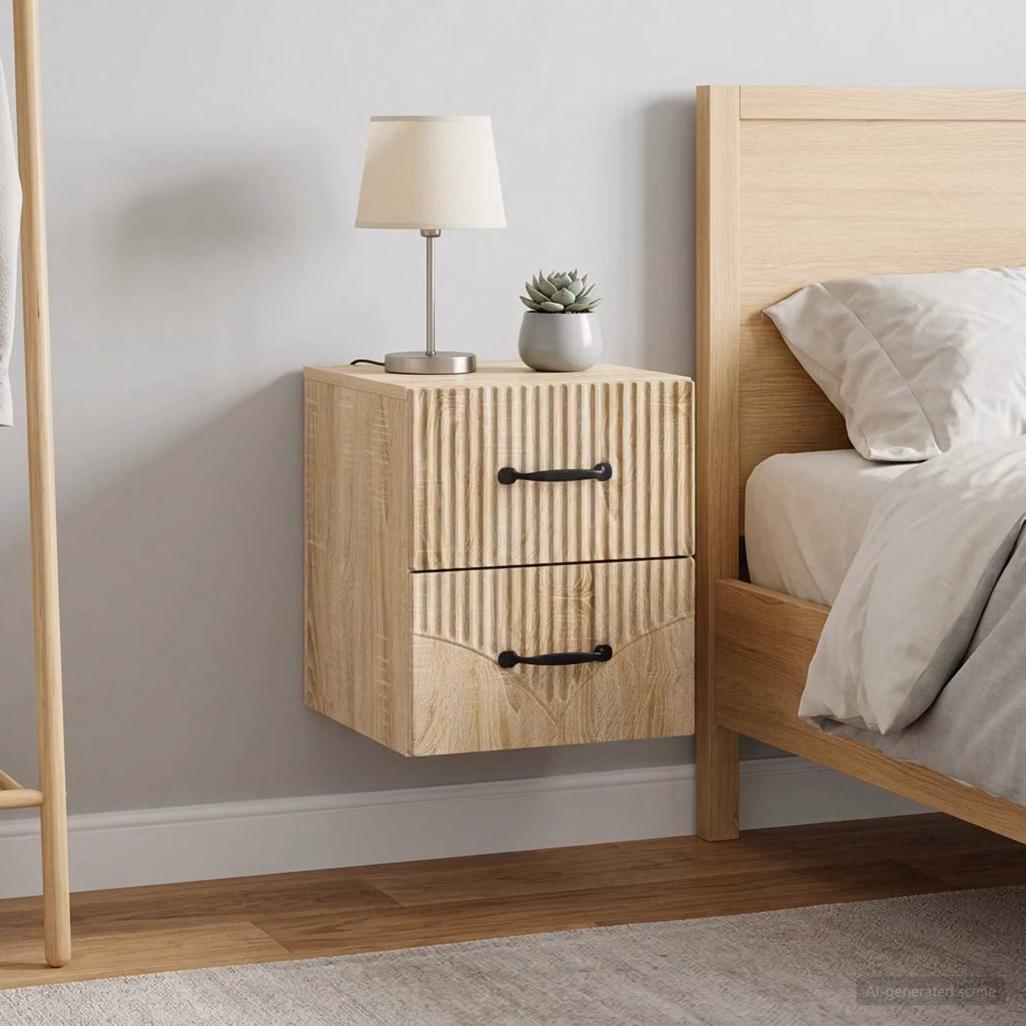 Set di 2 comodini sospesi vidaXL in Rovere Sonoma, design moderno, L 34,5 x P 33 x H 40 cm