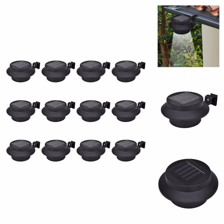 vidaXL Luci solari da esterno per recinzione 12 pz. LED nero - Illuminazione esterna