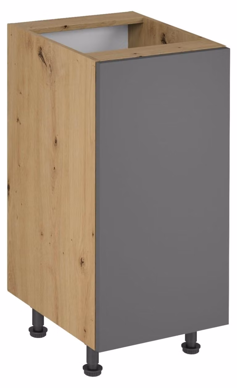 Mobile basso a un'anta VALEN - larghezza 40 cm, rovere artigianale / grigio