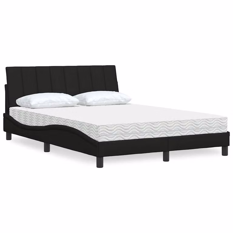 Letto con Materasso Hanko vidaXL in Tessuto Nero e Bianco L/P/H: 120 x 200 cm