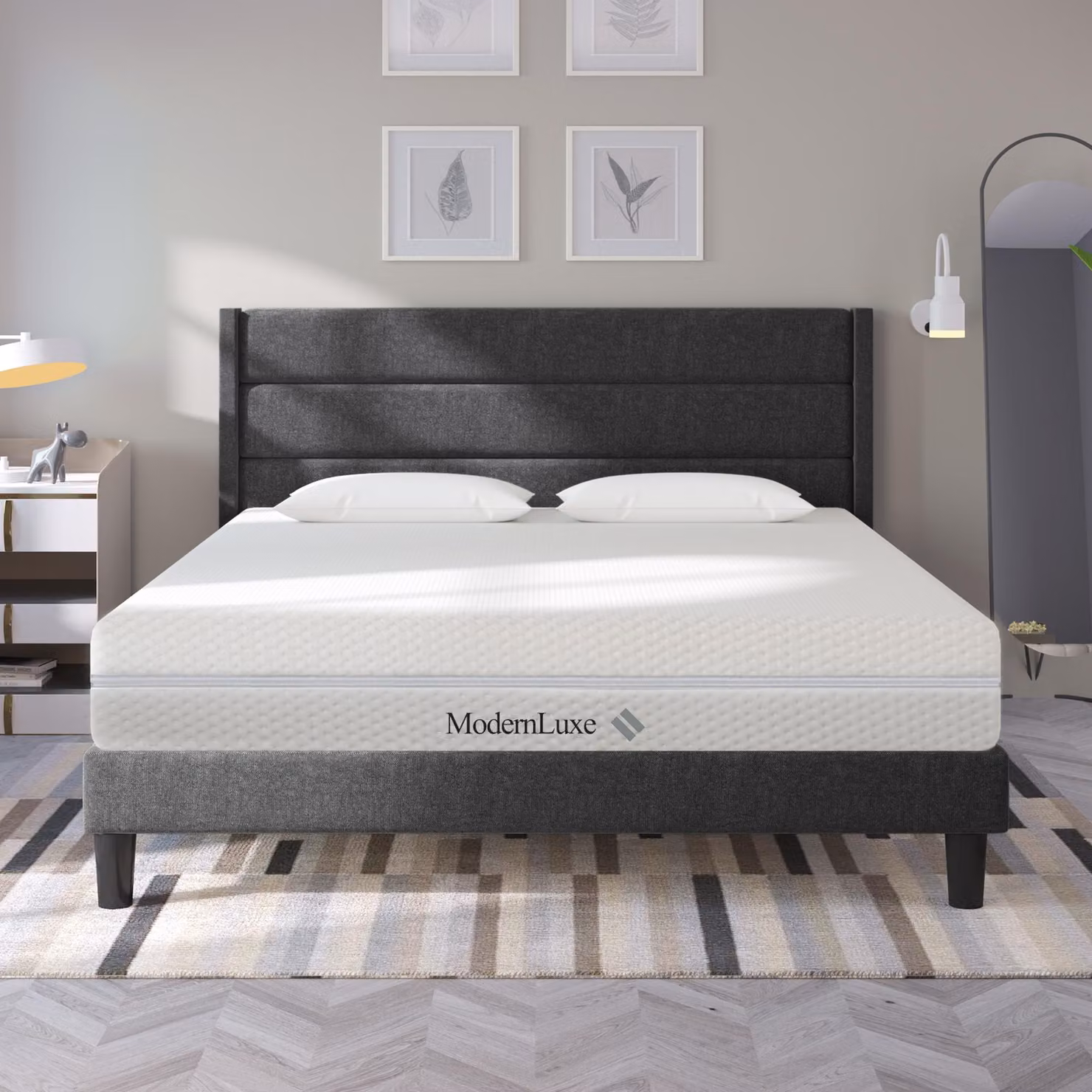Materasso Sweiko in schiuma fredda, 180x200, Materasso in schiuma comfort a 7 zone, altezza 20 cm, H3,H2, Materasso ergonomico in schiuma fredda con maniglie e rivestimento lavabile Fibra climatica trapuntata Con chiusura a zip integrale