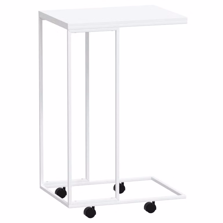 Tavolino con Ruote Bianco 40x30x63,5cm in Legno Multistrato