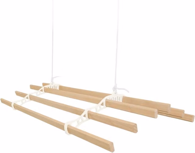 Stendibiancheria a Soffitto con Puleggia 6 Listelli 2.4m Avorio