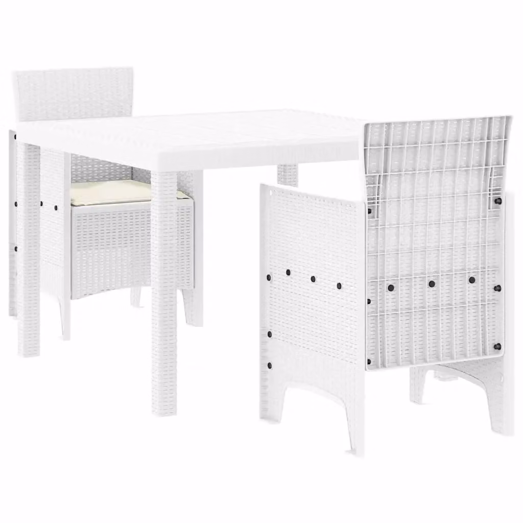 Set da pranzo per giardino e terrazzo vidaXL in rattan bianco con design minimalista – 2