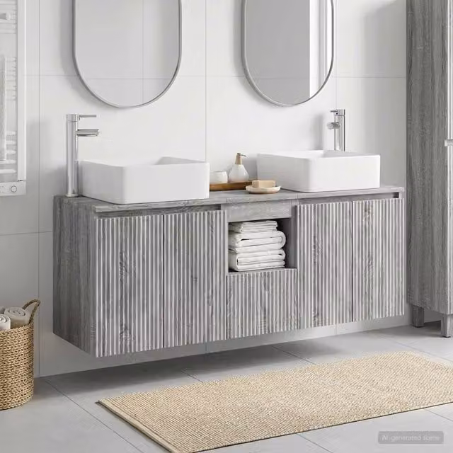 Set di Armadi da Bagno 3 pz Sonoma grigio 49,5 x 41 x 63 cm