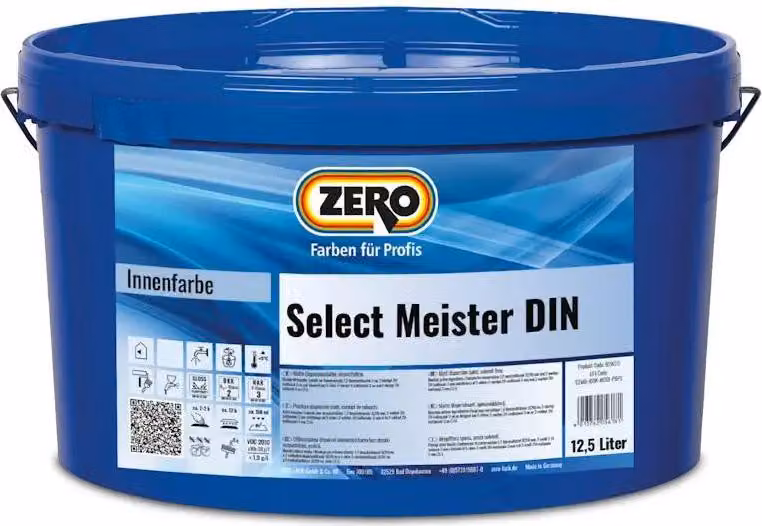 Zero Select Meister DIN vernice per interni, bianco, opaco opaco, 12,5 l