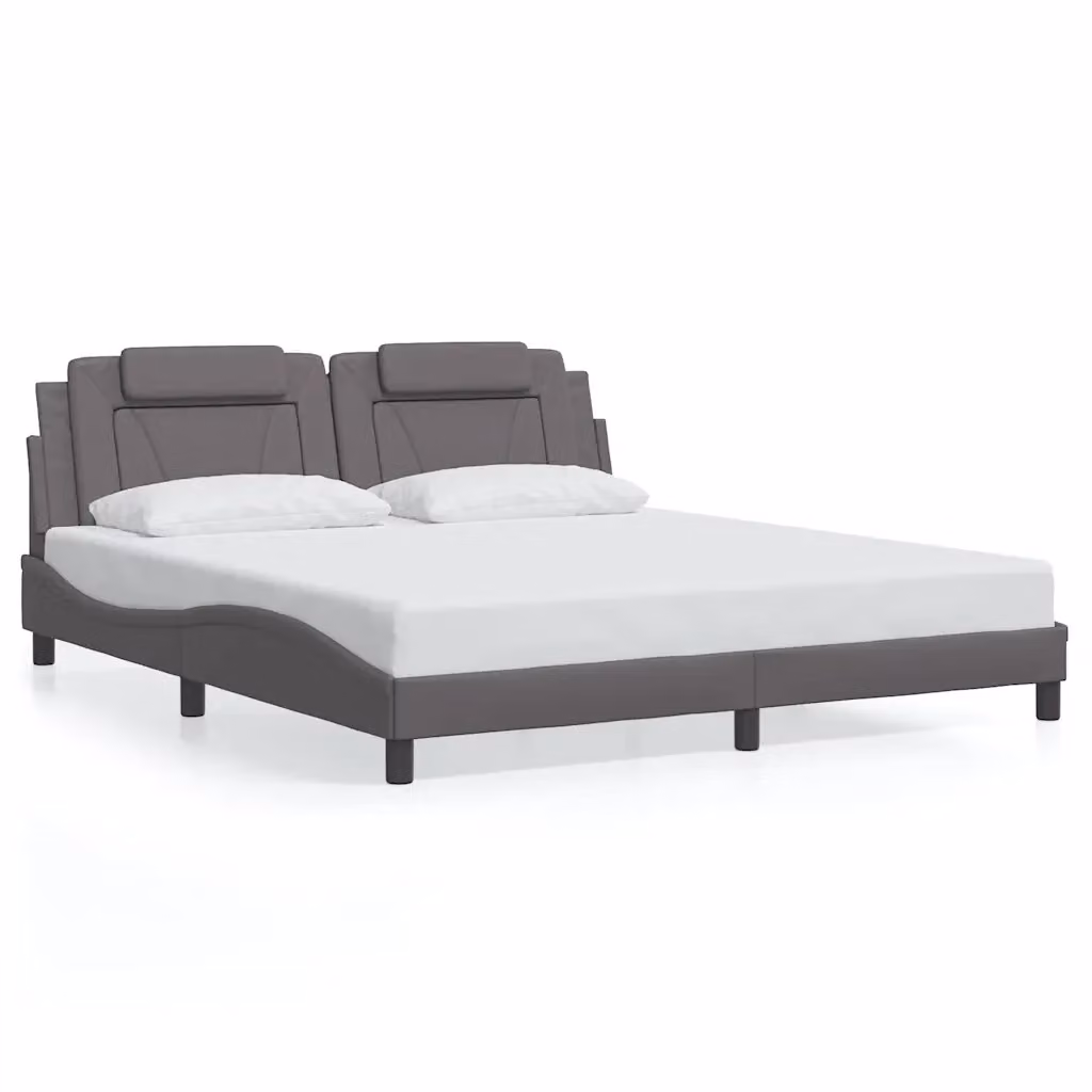 Giroletto Viana vidaXL in similpelle grigia senza materasso L/P: 180 x 200 cm – 2