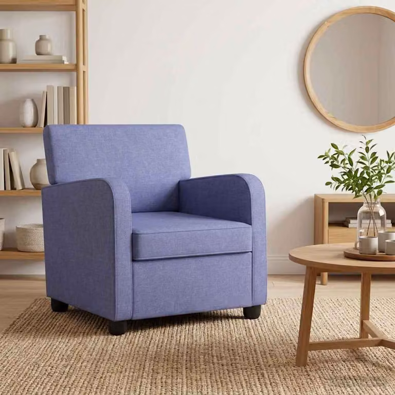 Poltrona lounge moderna vidaXL in tessuto blu con braccioli
