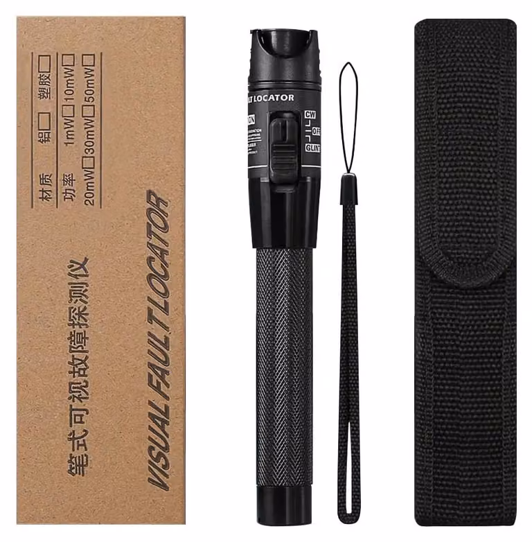 Tester per fibra ottica, localizzatore visivo di guasti - luce rossa da 30 mW - connettori 2,5 mm FC, SC, ST