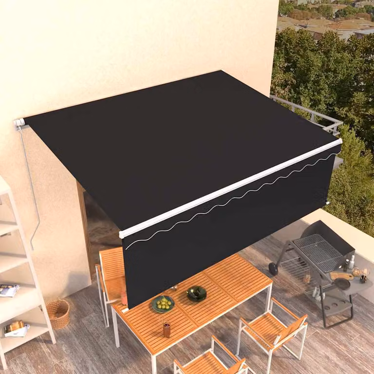 vidaXL Tenda da Sole Retrattile Manuale con Bracci Pieghevoli in Alluminio e Tessuto in Poliestere, Colore Antracite e Bianco, L: 400 cm, P: 300 cm