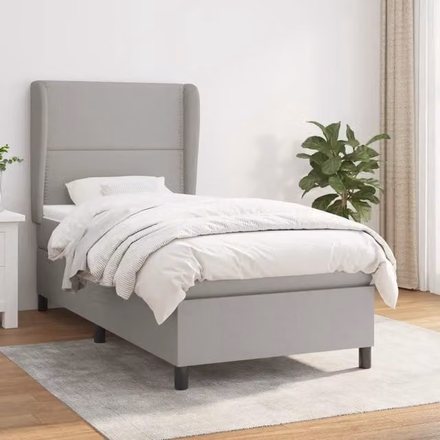 Letto Ibrido vidaXL con Giroletto a Molle e Materasso Grigio Chiaro e Bianco L/P/H: 203 x 103 x 128 cm
