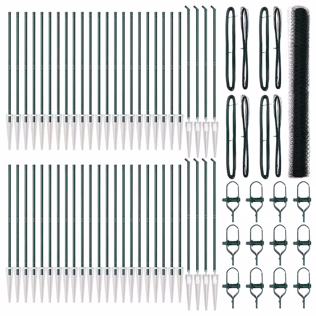 Palo per recinzione tondo VIDAXL in acciaio e PVC verde, Altezza: 1,6 m – 2