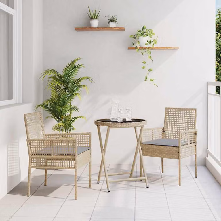 Maison Exclusive - Set Bistro da Giardino 3 pcs Beige polyrattan