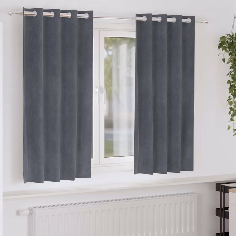 Set di 2 tende oscuranti vidaXL in velluto grigio, L: 140 cm x H: 175 cm