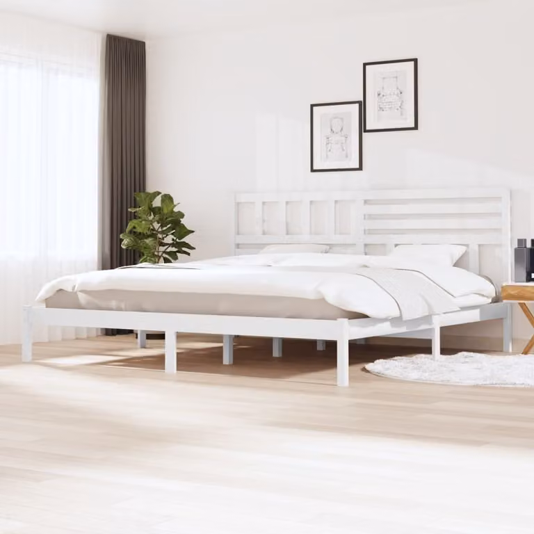 The Living Store Letto in legno massiccio di pino bianco 200x200 cm