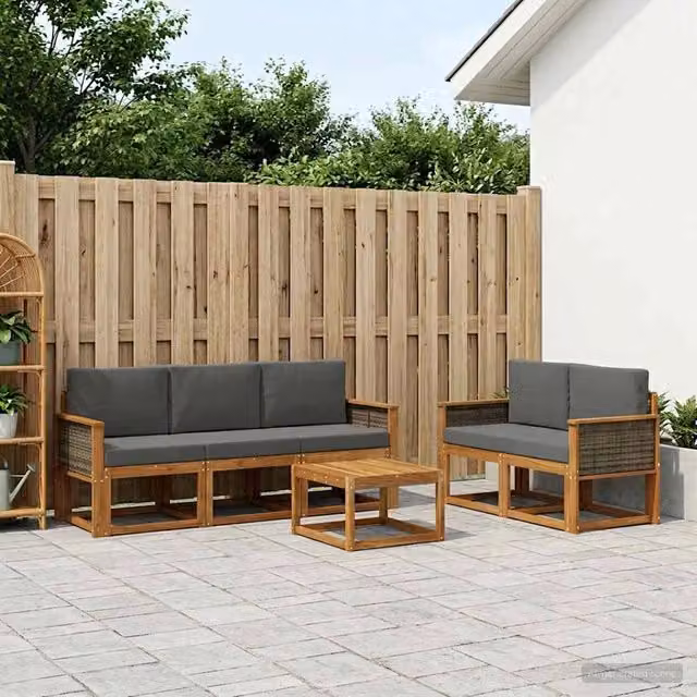 Set di divani da esterno 6 pz Naturale e Antracite 3385008