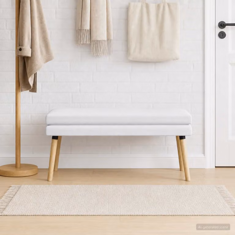Panchina a doppio strato vidaXL in legno e tessuto Bianco L 110 x P 40 x H 47 cm