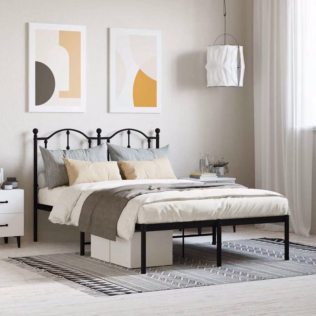 Giroletto vidaXL con testiera in metallo nero L: 120 cm, P: 200 cm