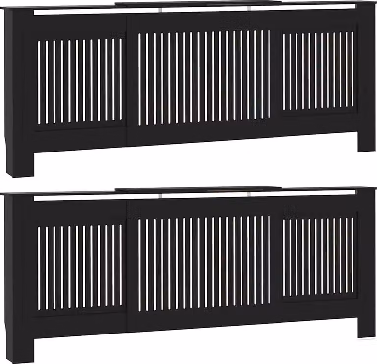 Copertura per radiatori 2 pcs Nero 205 x 20,5 x 81,5cm