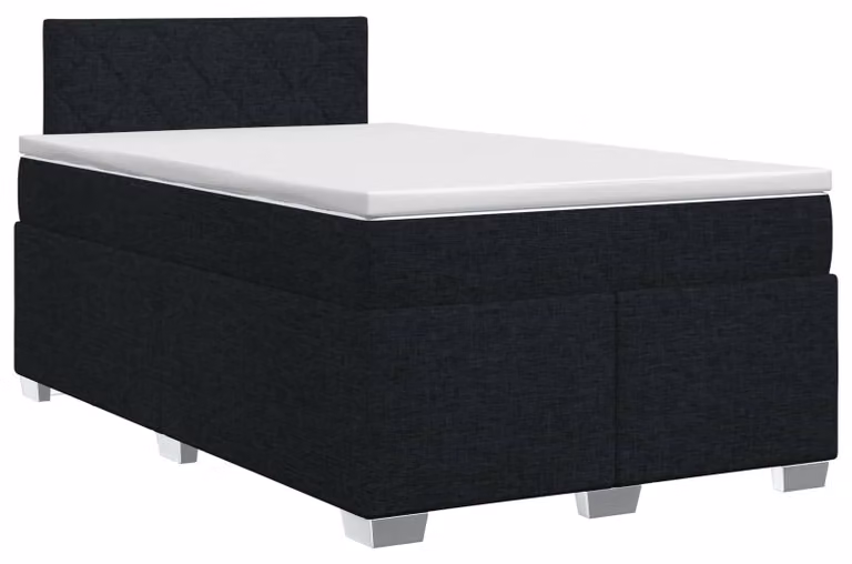 Letto a molle con materasso nero 120 x 190 cm in tessuto