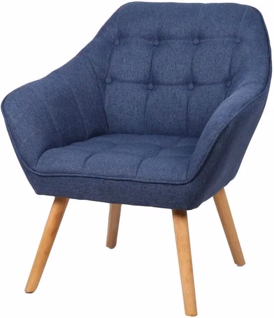 Poltrona in tessuto blu con piedi in legno - 74x70xH85 cm, altezza seduta 43 cm - Collezione ARCTIKA