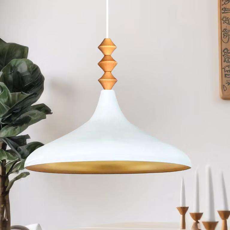 Champion Q Lampadario singolo in legno, bianco Luce a sospensione