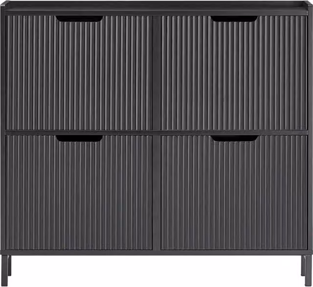 Scarpiera salvaspazio SOBUY con 4 ante ribaltabili, mobile ingresso moderno nero, L 100 cm x P 19 cm x H 91 cm