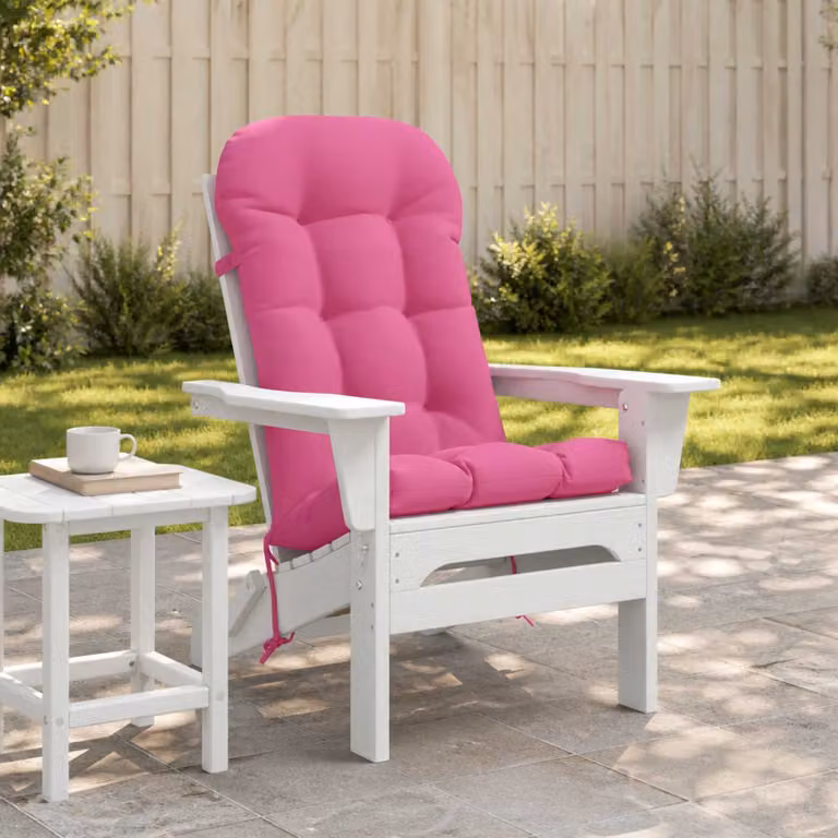 Cuscino per Lounger Sole vidaXL PUTTEN Rosa in 100% Poliestere con Lacci di Fissaggio e Resistente ai Raggi UV L/P/H: 112 x 48 x 10 cm