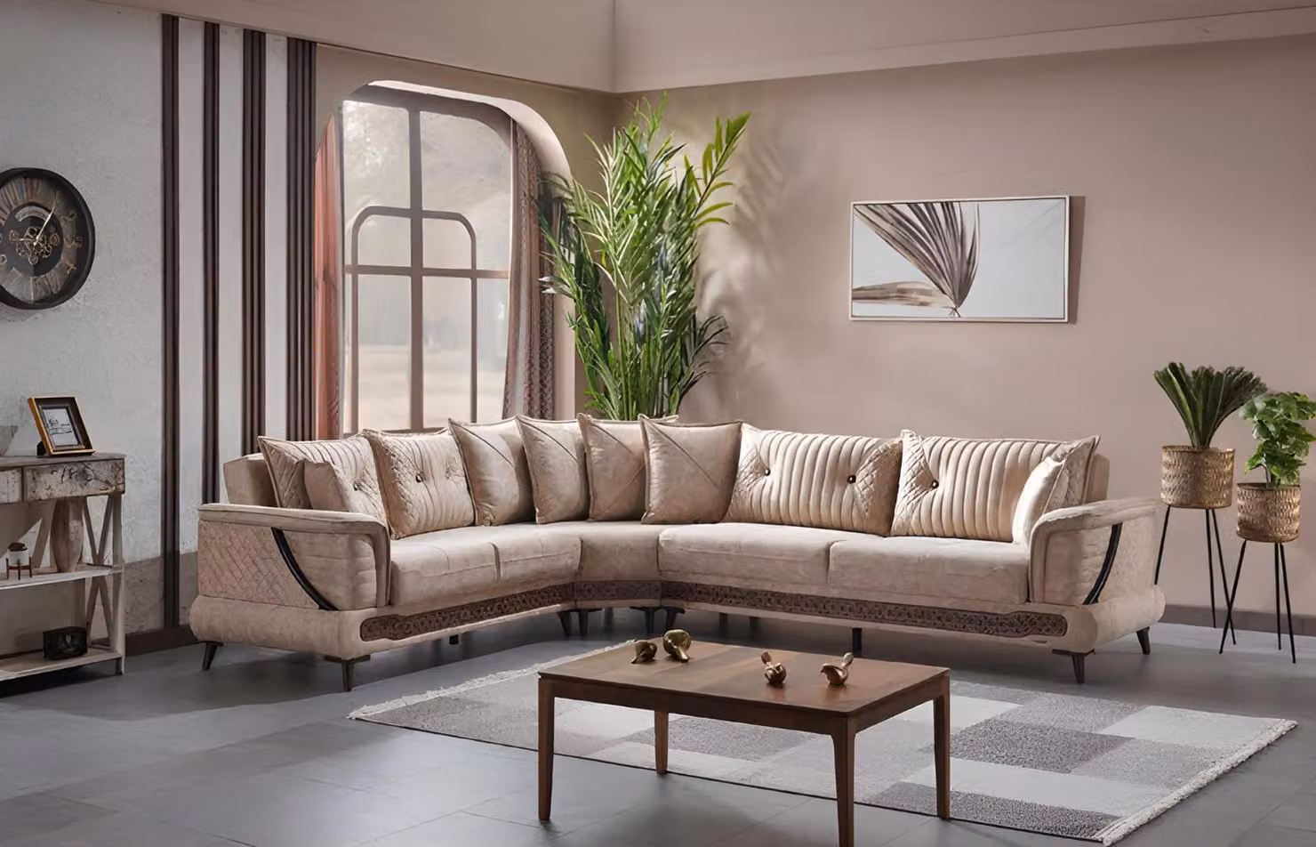 Sofa Designer Garnitur Ecksofa L-Form Couch Polster Ecke Sofas Textil Möbel