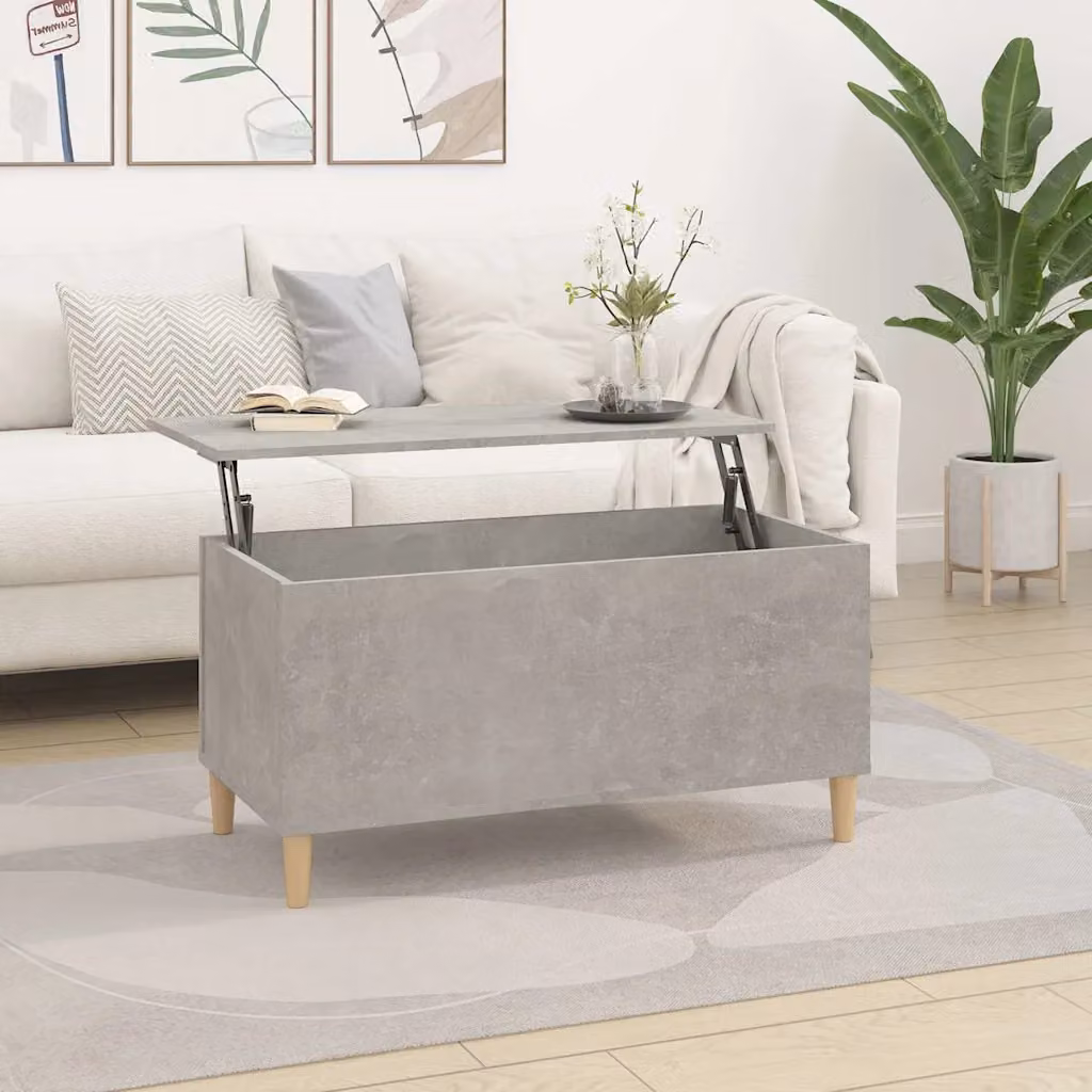 vidaXL Tavolino da Salotto Moderno Grigio con Meccanismo Sollevabile e Struttura in Legno Composito L: 90 cm, P: 44,5 cm, H: 45 cm