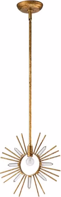 Lampada sospesa Sun King foglia oro cristallo K9 Ø30,5 E27