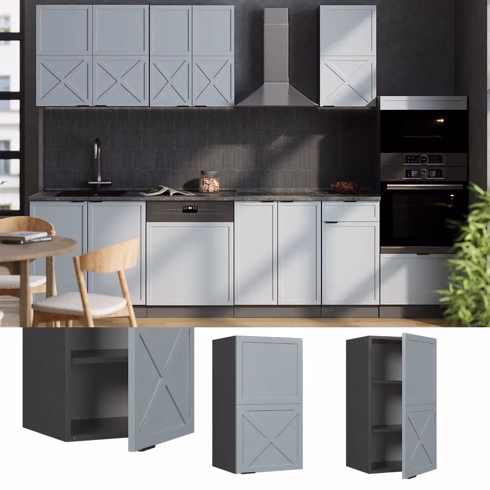 Pensile da cucina Vicco Fame-Line Blu e Antracite con ante a battente e finitura opaca L: 40 cm, H: 72 cm, P: 34,1 cm – 2