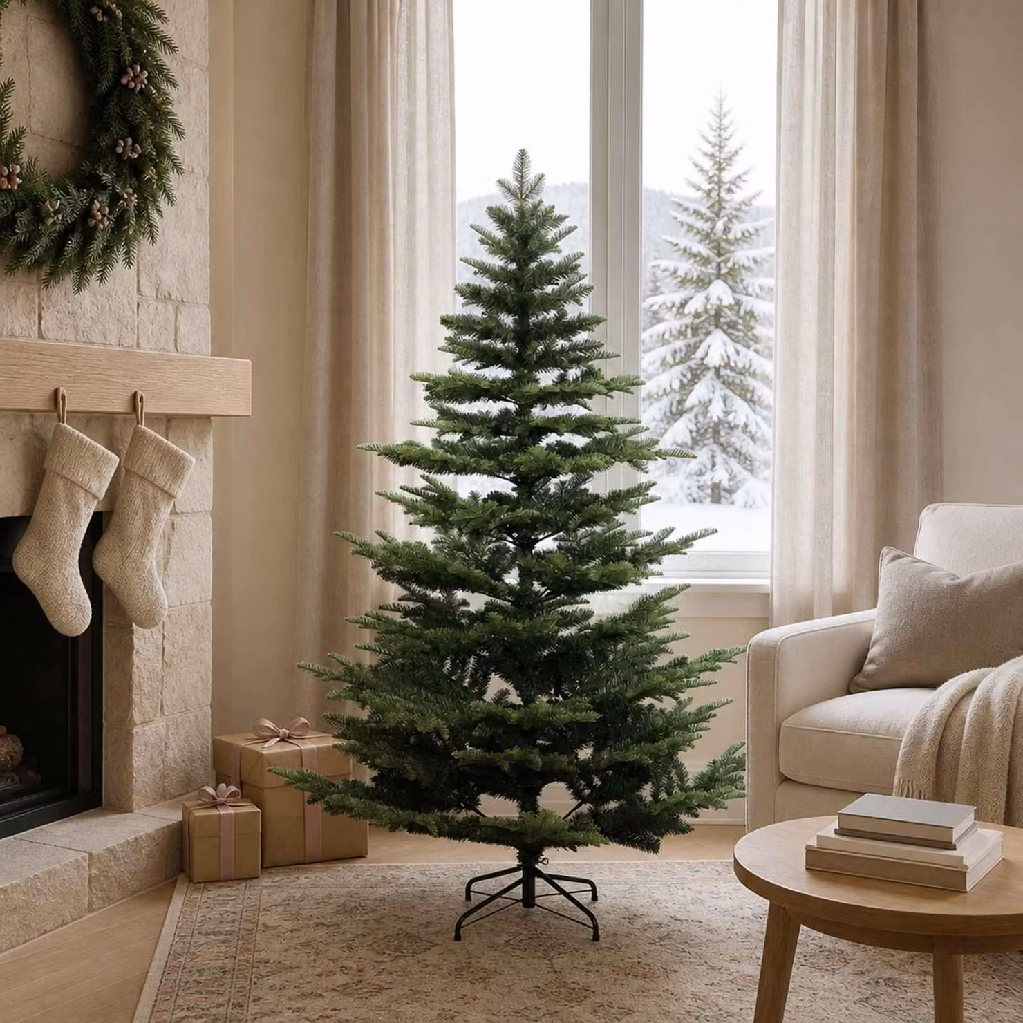 Albero di Natale artificiale pieghevole, 120 cm, in PE e PVC, colore verde