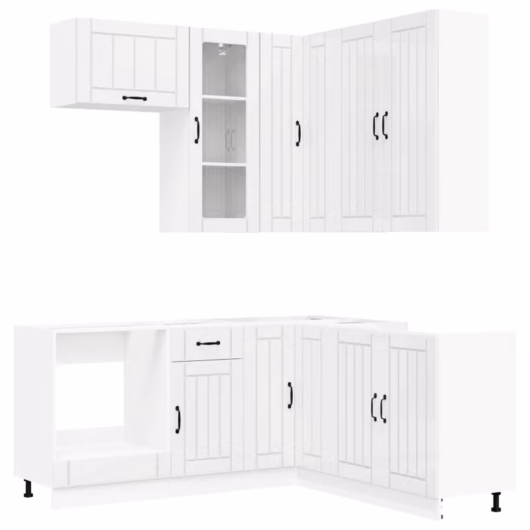 Set di accessori per cucina LUCCA, 8 pezzi, bianco lucido