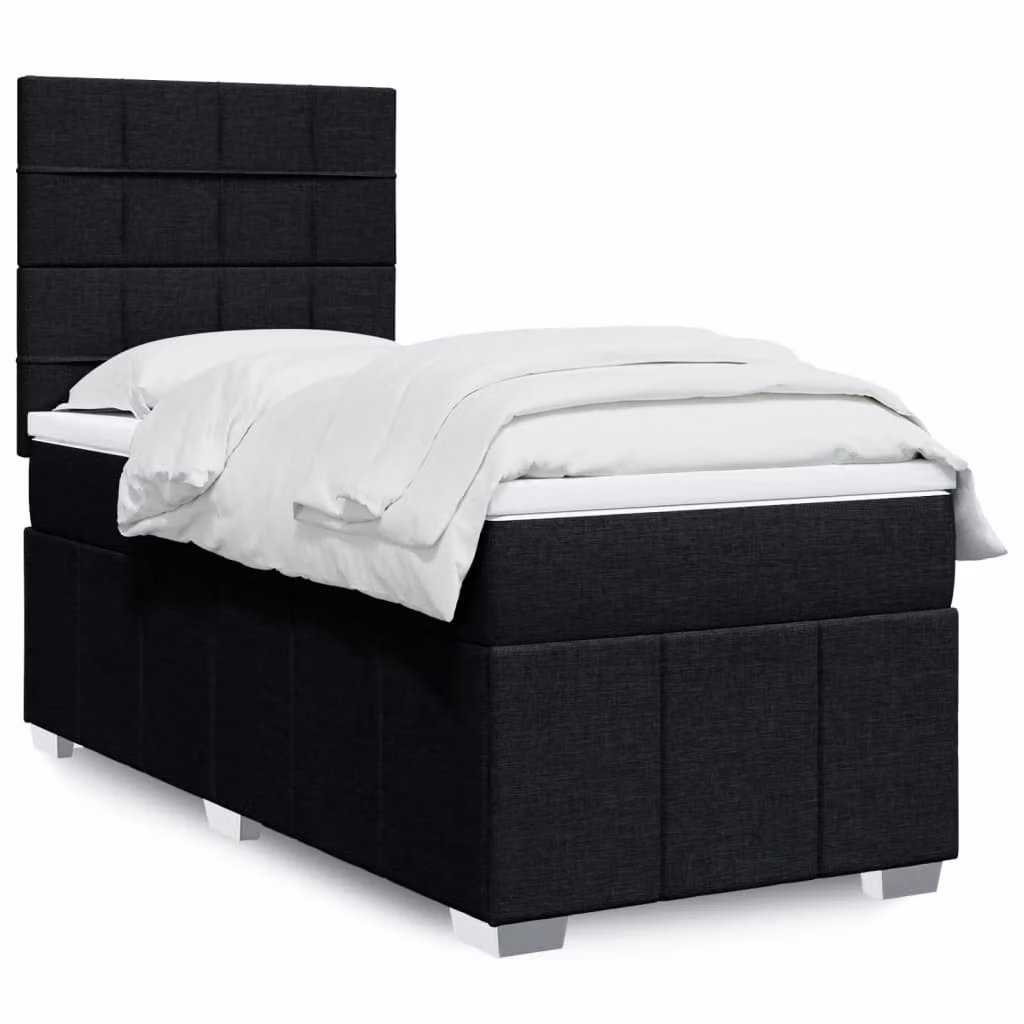 vidaXL Giroletto a Molle con Materasso Ibrido in Tessuto Nero L/P/H: 100 x 200 cm