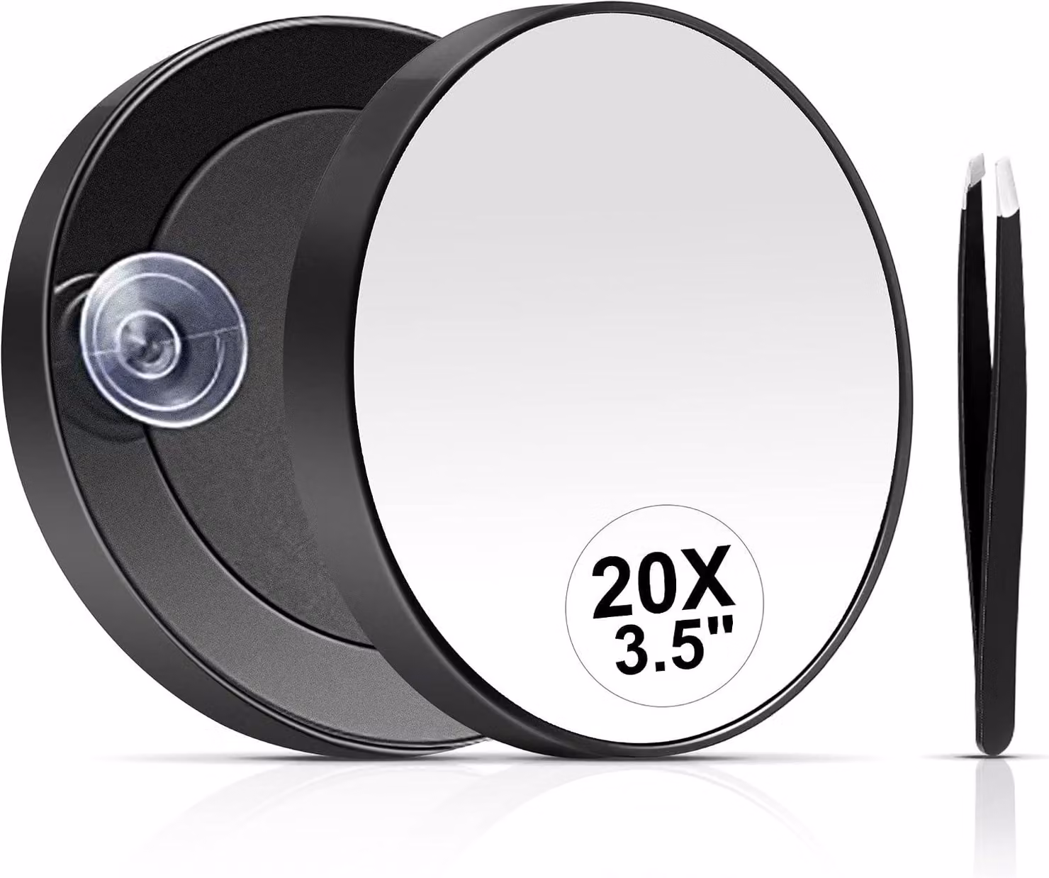Specchio cosmetico con ingrandimento 20x, specchio di ingrandimento 20x con ventosa e pinzetta, specchio per il trucco con ingrandimento