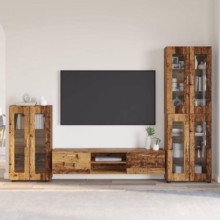 Set mobile TV vidaXL FLORIN 3 pezzi in legno vecchio marrone per soggiorno e ufficio
