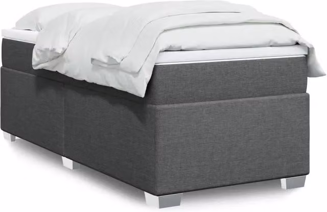 Letto singolo | Letto per adulti | Giroletto a Molle con Materasso Grigio Scuro 90x190 cm Tessuto