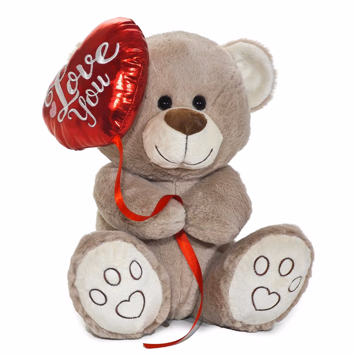 Orsetto Peluche Tu Giochi con Cuore Love You Beige e Marrone, Altezza: 30 cm