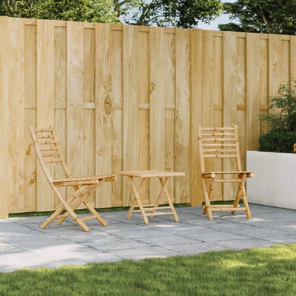 Set di 2 sedie pieghevoli vidaXL in bambù marrone per giardino e terrazza L/P/H: 43 x 45,5 x 88 cm