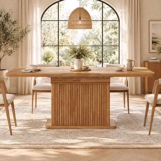 Tavolo da pranzo allungabile 120-160x80 cm con vano contenitore in MDF e metallo; marrone