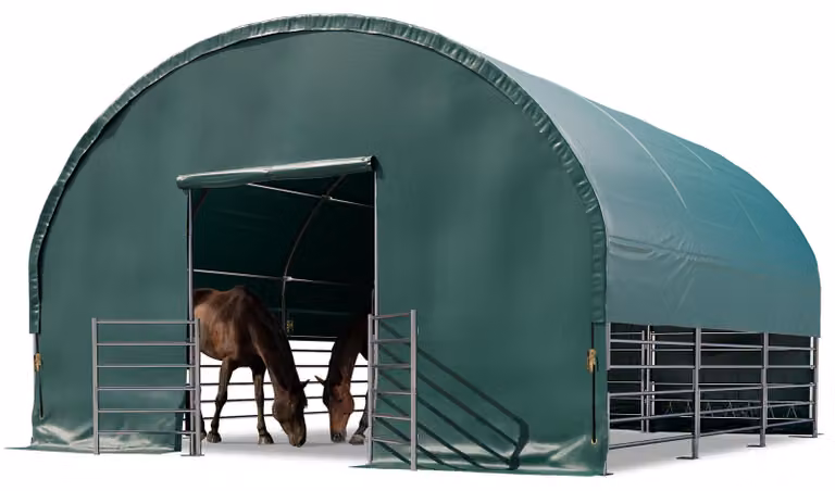 TOOLPORT Box Cavalli 6x6 m telo in PVC 2300 Newton tenda da pascolo - fissaggio per terreno - verde