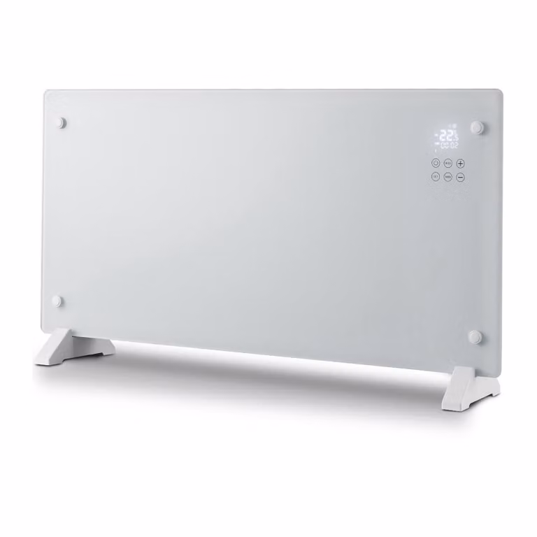 EXTRALINK Glass Panel Heater, Radiatore elettrico in vetro 2000W, WiFi, termostato, bianco