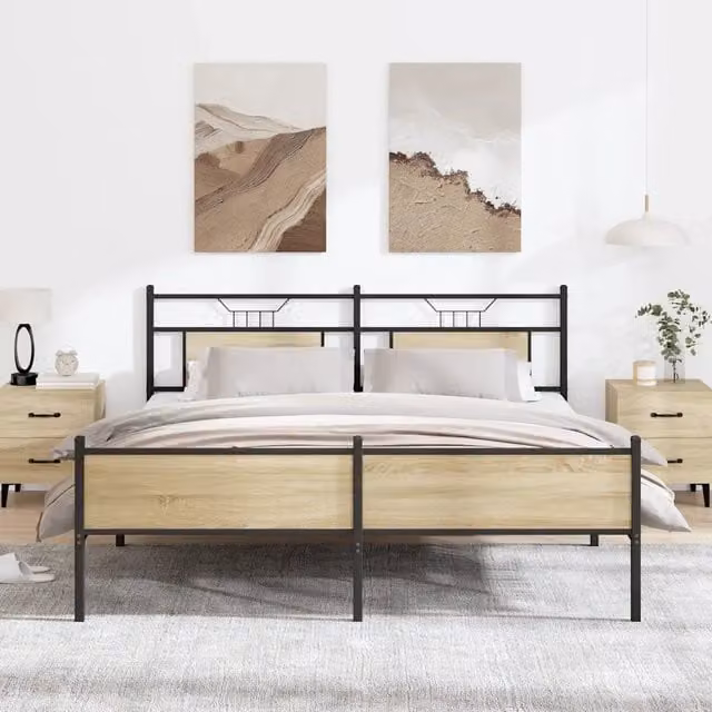 Giroletto senza Materasso in Metallo-Struttura Letto Rovere Sonoma 180x200 cm 803674