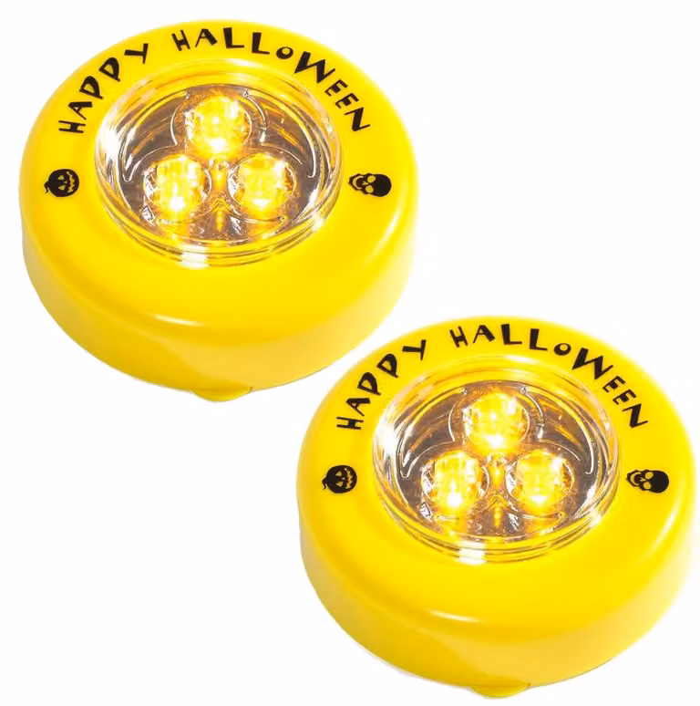 Candele a LED a forma di zucca, decorazioni per Halloween, colore giallo, 7 cm, set da 2