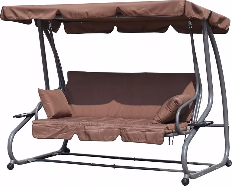Altalena da giardino pieghevole 2in1, cuscini marroni