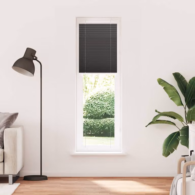 vidaXL Tenda Plissettata Nera 55x200 cm Larghezza Tessuto 54,4 cm