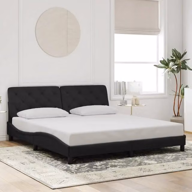 Giroletto vidaXL in Velluto Nero con Doghe in Legno L/P: 180 x 200 cm – 1