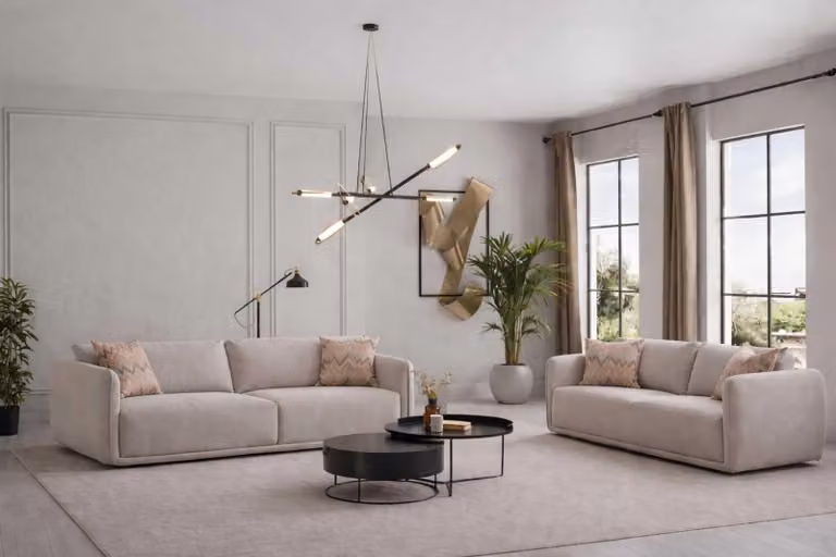 Elegante Beige Sofagarnitur Stilvoller 4-Sitzer Designer Dreisitzer
