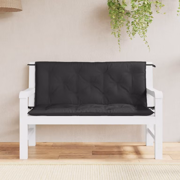 Set di 2 cuscini per panca vidaXL neri in tessuto Oxford impermeabile e traspirante L 120 x P 50 x H 7 cm
